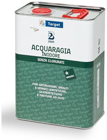 Acquaragia Inodore Diluente vernici sintetiche e oleosintetiche, antiruggine e finiture ad olio | liquido incolore, senza clolurati | Formato 5 lt
