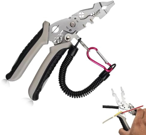 Multifunctional Wire Stripper Crimper Cable Cutter Pliers,Electrician Pliers,Wire Stripper Tool For Stripping Cutting Crimping (A)
