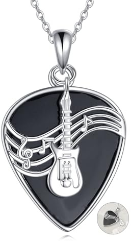 POPLYKE Musikalische Note/Gitarre Halskette 925 Sterling Silber Musik Anhänger Halsketten Musikalischer Schmuck für Damen Männer