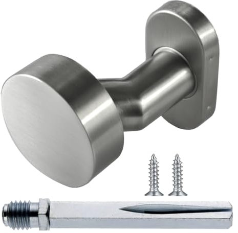ALSTEN TECH Pomello Rotondo in Acciaio Inox, 53 mm, Fisso per Porta di Casa, Ingresso Interno ed Esterno, Balcone, Non Girevole