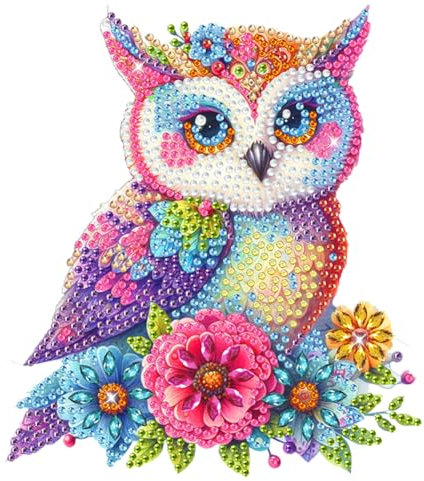 Starnearby DIY Diamond Painting Weihnachten Deko Eule Wackelkopf-Figur Acryl 5D Diamant Painting Tisch Deko Diamant Malerei Stehend Kunst Set Ornamente für Desktop Büro Schreibtisch Dekoration