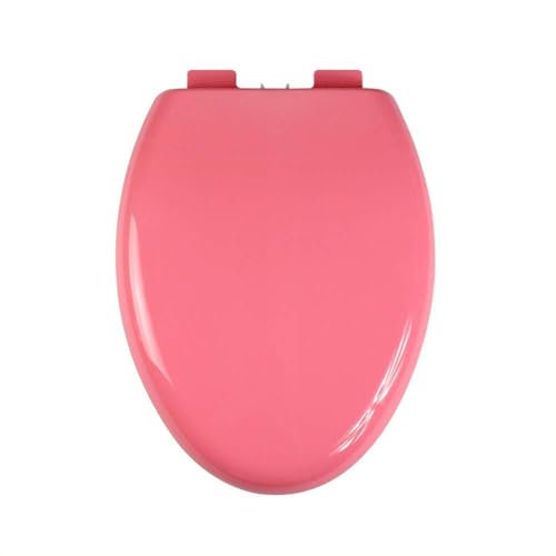 Brigtviee PP Farbigem Paneel Toilettensitz,Toilettensitz mit Absenkautomatik, Verlängerter Toilettensitz, Bequemer Toilettensitz, Farbiger Toilettendeckel aus V-Form,Rosa