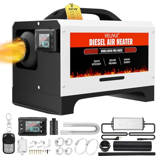 8 kW Dieselheizung,12V/24V DC & 110V /240V AC Diesel Standheizung,mit Fernbedienung & Anzeigebildschirm,Standheizung Diesel, für LKW, Transporter, Wohnmobil