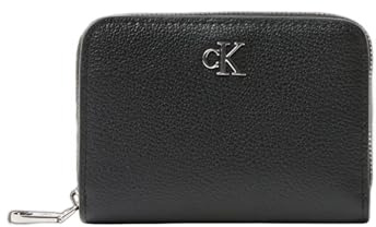 Calvin Klein Damen Geldbörse Minimal Monogram Flap aus Leder, Schwarz (Black), Einheitsgröße