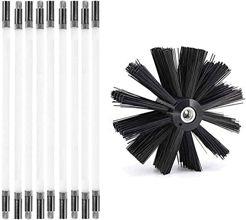 Kit De Ramonage Pour Poêle À Granulés, Hérisson Ramonage En Nylon, 12 Tiges De Ramonage Flexible De 410 Mm, Utilisable Avec Perceuse Visseuse Pour Cheminée, Tuyaux(9 Rods,410mm)