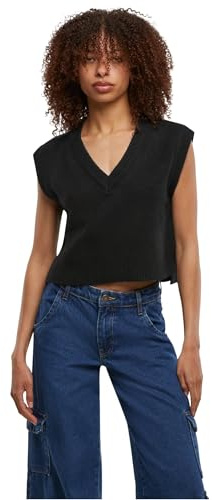 Urban Classics Ladies Soft Knit Pullunder kvinnor stickad tröja svart basics, svart, M