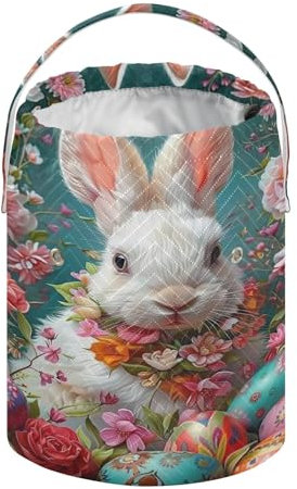 Bunte Osterkörbe mit Kaninchen, Osterkörbe, Garntasche, tragbare Stricktasche, Mini-Garnaufbewahrungstaschen, kleine Häkeltasche für Häkelprojekte, zum Aufbewahren von Knäueln, Stricknadeln
