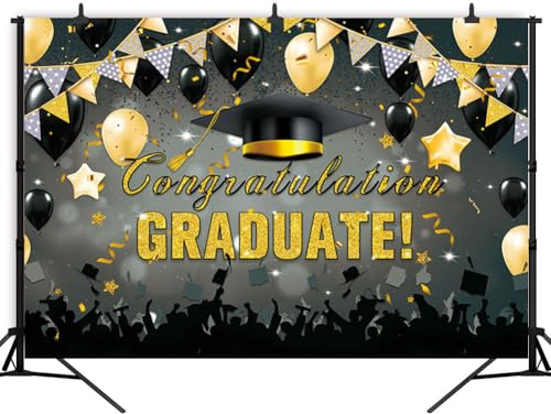 Tissu de Fond de Graduation,GVMJHYK Décoration de Fête de Graduation,Photos de Graduation, Graduation Thème Toile de Fond, Accessoires de Photomaton,pour Décoration Diplômes,Bal de Maquillage