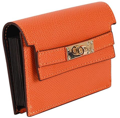 QeenRTUU Kleiner Kreditkartenhalter aus PU-Leder für Damen, Akkordeon-Stil, kompakt, Kartenhalter für Damen, Kartenetui, Organizer, Orange/Abendrot im Zickzackmuster (Sunset Chevron), Trendig