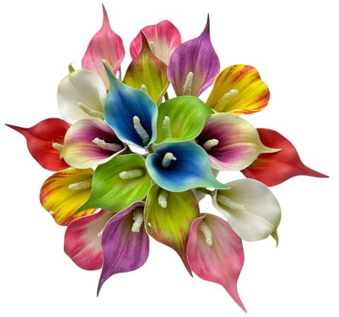 Calla Lily Artificial Flower Heads,Tropical Faux Flowers That Look Real,Plastic Flowers for Crafts Scrapbooking DIY Wreath,Gift,Cake Decoration Home Wedding Party (20, Multicolour)