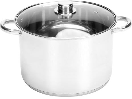 Ribelli Pentola da 8 l, in acciaio inox, adatta come caldaia per gulasch, zuppa, asparagi o pentola per salsa, pratica pentola da cucina per molti piani cottura, anche a induzione