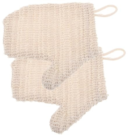 NIYANGLE Exfoliating Scrubbing Gloves for Body 2pcs Cotton-linen Double-sided Bath Mitts Reusable Moisture-absorbing Shower Gloves for Women Deep Cleansing Dead Skin Removal
