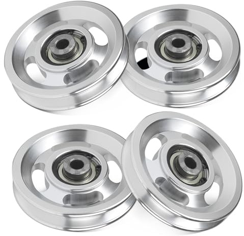 DBREAKS 4 stycken 95 mm linrulle aluminiumlegering reversionshjul, 300 kg lastkapacitet, remskiva för sportutrustning och garageportrullsystem, gym övningar styrketräningstillbehör