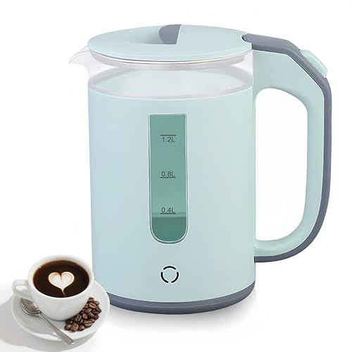 1.2L Glass Kettle, 1000W Fast Boiling Glass Kettle, Portable Mini Camping Water Boiler, 304 Stainless Steel Teapot, Electric Kettle, Easy to Clean
