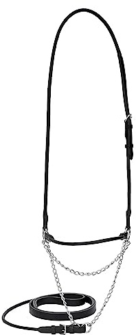 Start Elegantes Präsentationshalfter aus Rindsleder mit Strick 160 cm – komfortabel & langlebig – stilvolles Show-Halfter für Pferde (Schwarz, Pony)
