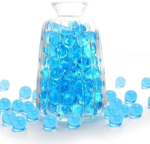 50g (About 3000Pcs) Decorative Glass Pebbles for Aquarium, Flowerpot, Landscaping, Water Gel Jelly Balls Vase Filler, 3-15MM Decorative Glass Stones Granulates for Floating Candles Making
