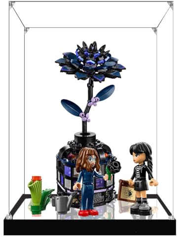 Boîte de présentation en acrylique pour Lego 76784 modèle Dahlia noir, boîte de présentation transparente anti-poussière compatible avec le modèle Lego 76784 (modèle non inclus) (base miroir 2 mm)
