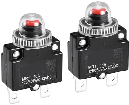 Disyuntor miniatura, disyuntor térmico, 4-30 A, 125/250 V CA, 32 V CC, interruptor de protección contra sobrecarga, tapa impermeable, paquete de 2(18a)