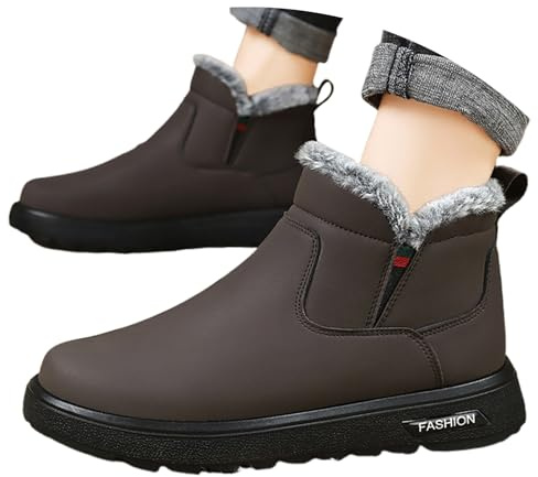 Generisch 2025 Botas de invierno para hombre, aisladas, térmicas, botas de nieve para senderismo al aire libre para uso diario, cómodas, suela suave, zapatos negros para hombre, marrón, 40 EU