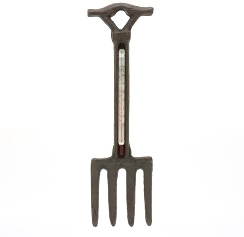 CKB LTD Wall Mounted Garden Thermometer - Cast Iron Temperature Reading Tool For Outdoor/Indoor Use in Greenhouse, Conservatory, Home Art Decoration Ornament (Fork)