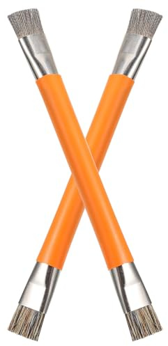 2 Stück Antistatische Reinigungsbürsten für Handy Motherboards, Orange | Ic und Empfindliche Elektronik, Metallborsten und Stahldraht, Doppelpack für Präzise Reinigung