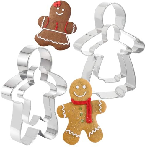 MEZHEN Lebkuchenmann Ausstechformen Weihnachten Ausstechform Lebkuchenmann Ausstecher Backform Keksausstecher Plätzchen Ausstecher Weihnachten Deko Backen Tortendeko Edelstahl 4 Stück