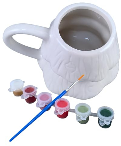 Lot de tasses en céramique blanche pour travaux manuels – 1 ensemble d'activités de bricolage | Céramique de Noël à peindre soi-même – Décoration festive pour adultes – Cadeaux de fête d'anniversaire