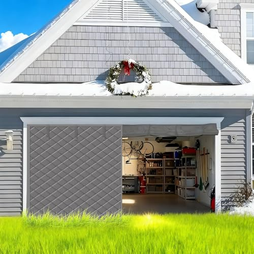 Garage Magnetische Thermische Isolierte Tür Vorhang, Garagentorschutz für den Wintern, 488x213cm 183x213cm 244x213cm 549x274cm Wetterfest Garagentor-Vorhänge(Grau,W14xH9ft/427x274cm)