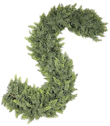 Cypress Garland Wreath - Green Holiday Christmas Decoration, Winter Seasonal, Home Display for TV Cabinet Fireplace Door Staircases Shop Handrails | Christmas Decor for Living Room Entry Hall Porch