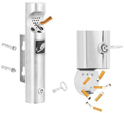 Wall Mounted Ashtray - for Home Patio Cigarettes Ash Butt Disposal - Stainless Steel Cigarette Ashtray for Bar, Restaurant(Silver)