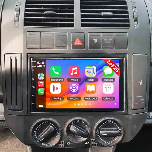 Car Stereo Radio for VW Polo Mk4 2001-2007 2009 with Wireless CarPlay | for Android 13 Auto, 7 HD Touch Carplay Screen for Car, with Bluetooth WiFi GPS AHD Backup Camera SWC FM/RDS Mic 2G+32G