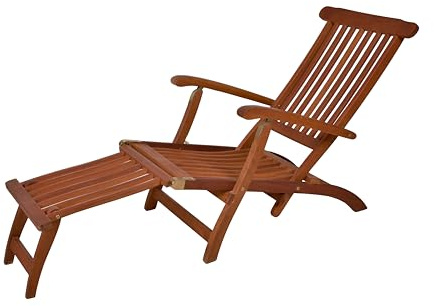 DELUKE Deckchair NINA, mehrfach verstellbar Natur Eukalyptus | Liegestuhl Gartenstuhl Sonnenliege