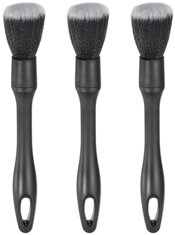 QUARKZMAN 3 Pcs Cepillo para Detallado De Auto 8.5 Cerdas PBT Cepillo De Limpieza para Autos Sin Rayones Limpiador para Exterior Interior Tablero Llantas Rejillas De Aire Negro