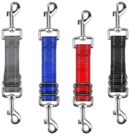 Waoferfio Dog Collar to Harness Safety Link Strap, Waoferfio Adjustable 28-37cm Dog Collar Attachment to Harness with Reflective Strip, Black/Red/Grey/Navy Blue, Durable & Easy to Use