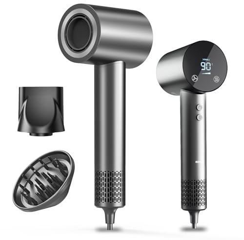 Hair Dryer with Diffuser Hairdryers for Women Ionic Hair dryers 1500W | Hair Dryer Hairdryer Hairdryers for Women HD Display Temperature Touchscreen Low Noise Ion Hair Dryer 4 Temperature Settings