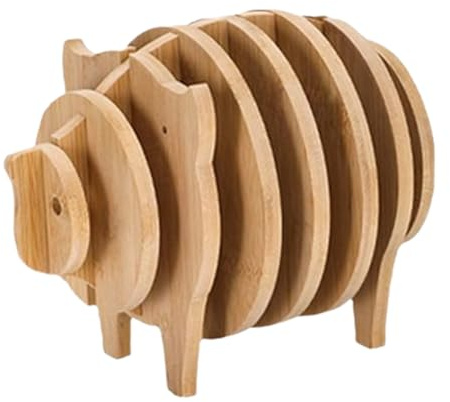 Cpolebev Bandeja de Madera, Platillo de Madera, Maceta, Bandeja, Posavasos, de Cocina, Posavasos, Tapete para de Café, Cerdo.