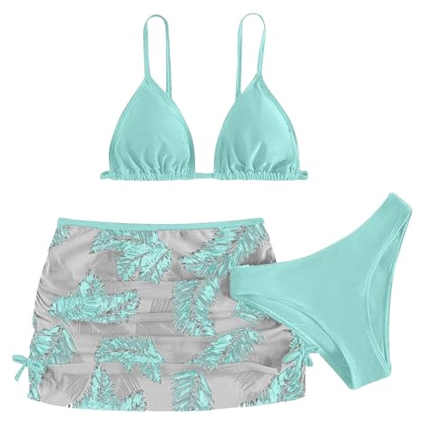 Conjunto de Bikini de 3 Piezas para Niñas Bañador dePlaya deVerano Top con Tirantes+Rocks Impresión +Slips Práctico Bañador Infantil con Falda Traje deBaño para Niñas