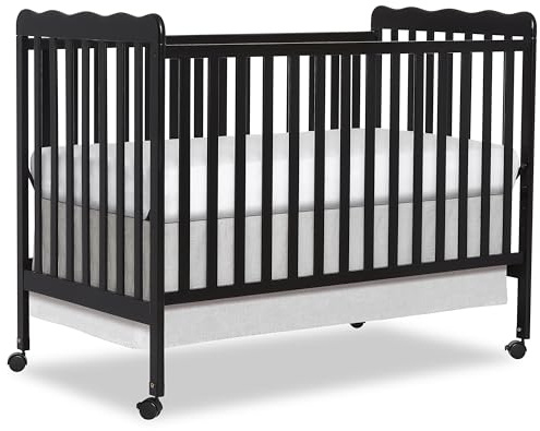 Dream On Me Carson Classic 3-in-1 Convertible Full-Size Baby Crib in Black, GreenGuard Gold & BSA, 4 Mattress Heights, Converts to Day & Toddler Bed, Locking Wheels, Classic Nursery Design