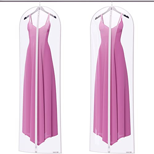 Hangerworld 2 sacchetti impermeabili per abiti da sposa, 183 cm, trasparenti con orlo bianco