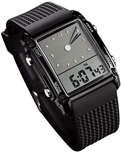 FANMIS Men's Rectangle Analog Digital Sports Watch 50M LED Backlight Watch