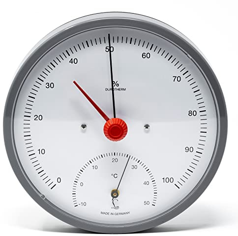 Fischer 5098.00, LUFFT Klimamesser für Innen, Glas, Edelstahl, Messstation | Hygrometer und Bimetall-Thermometer, Messbereich 0-100 % r. F. und -10-50 °C, 150mm Durchmesser, Made in Germany