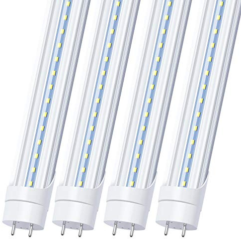JOMITOP 4FT LED Tube Light 5000K G13 Base Dual-End Powered,T8 Ballast Bypass, 18W (48W Equivalent), 2160 Lumens, Daylight White, Clear Cover, LED Lights Replacement, AC 85-265V Pack of 50