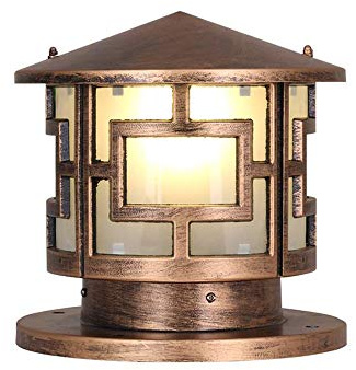 Außen Retro Sockelleuchte Gartenleuchte E27 Wasserdichte Bronze Säule Lampe Wegeleuchte Sockellampe Zaunleuchte Rasen Hof Garten Balkon Landschaft Pollerleuchte (30 * 30 * 28 cm)