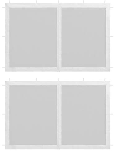 Pared Lateral para Carpa 300x195 cm con Malla Antiinsectos, Blanco y Negro, Fácil Instalación con Cierres de Gancho y Bucle, 2 Paneles de Poliéster