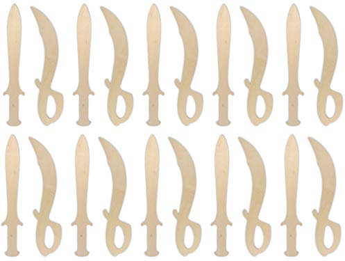 Herr Bo & Co 10x Piratensäbel und Piratendolch als Set aus 3mm Birkensperrholz, unbehandelt, zum Selbergestalten