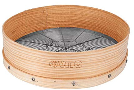 VITO hochwertiges Holzrandsieb, Gartensieb für Erde rund Ø 39cm – Handsieb/Rüttelsieb - Erdsieb, Kompostsieb, Humussieb - traditionell gefertigt