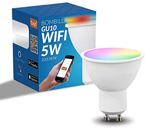 M Ledme - Ampoule LED intelligente WiFi GU10, pas besoin de Hub, [Smarthome], Dimmable, 5W 500LM, RGB & 2700K-6500K blanc froid à chaud, compatible avec Alexa/Google Home/SiriHome/Siri, LM7140