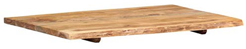 Tidyard Badezimmer Waschtischplatte Badezimmer Waschtisch Waschtischkonsole Platte Holzplatte für Aufsatzbecken Badmöbel Baumkante Massivholz Akazie 80 x 55 x 2,5 cm
