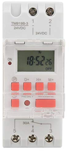 DC 24V 30A Interruptor de Temporizador semanal de 12/24 Horas, Relé de Tiempo programable de Control de Encendido y Apagado LCD, Control de Temporizador de Pantalla Digital LCD con indicador LED,