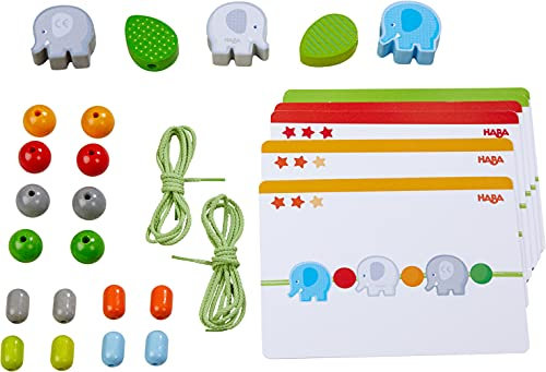 HABA 305779 - Fädelspiel Elefanten, Fädelspiel ab 3 Jahren, Made in Germany